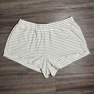 MIKUTA Grey Striped Cotton Shorts Women's XL Jersey Lounge Portugal EUC